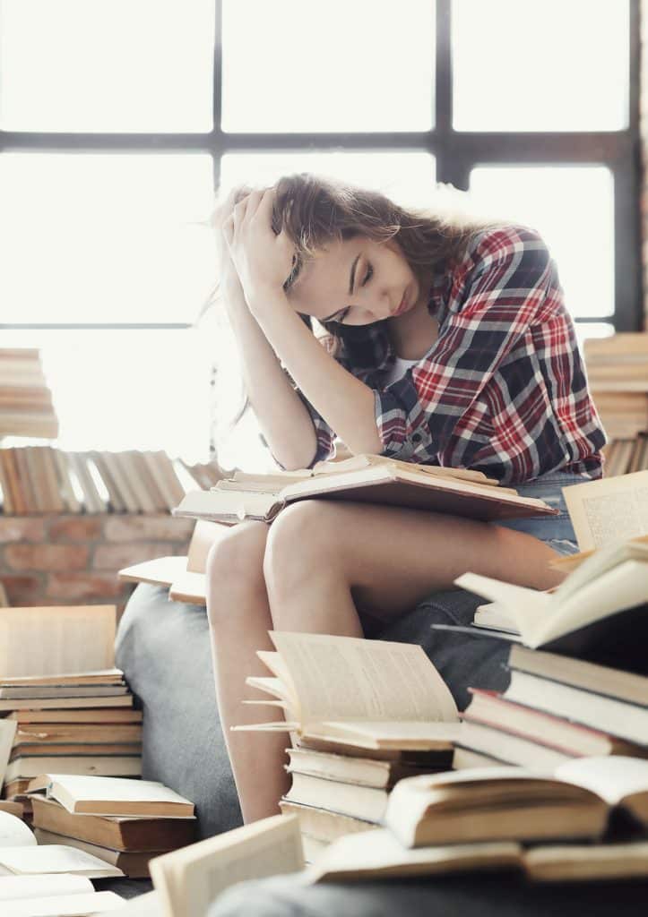 Lovely woman in the library